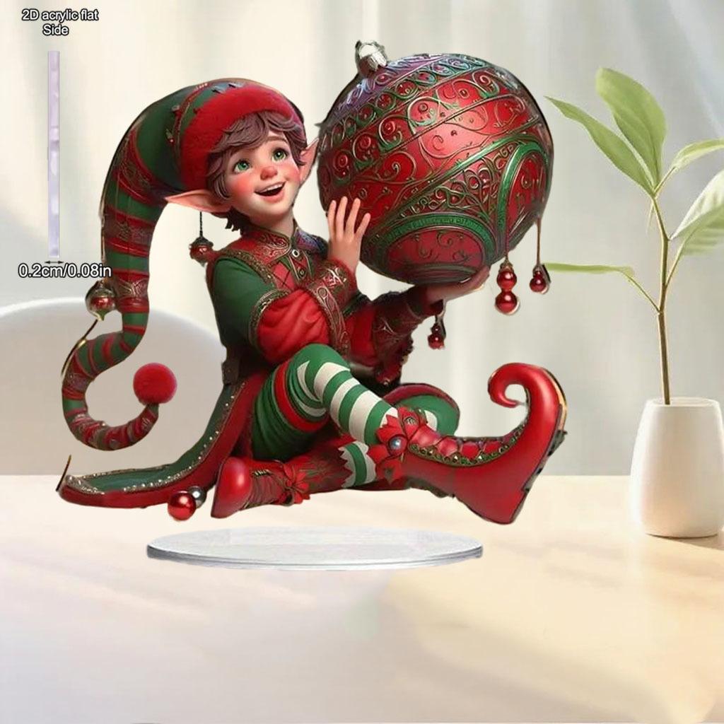 Christmas Elf - 2D Flat Acrylic Desktop Ornament, Wall Decor Art, Four Seasons Decoration, Novelty Home Decor