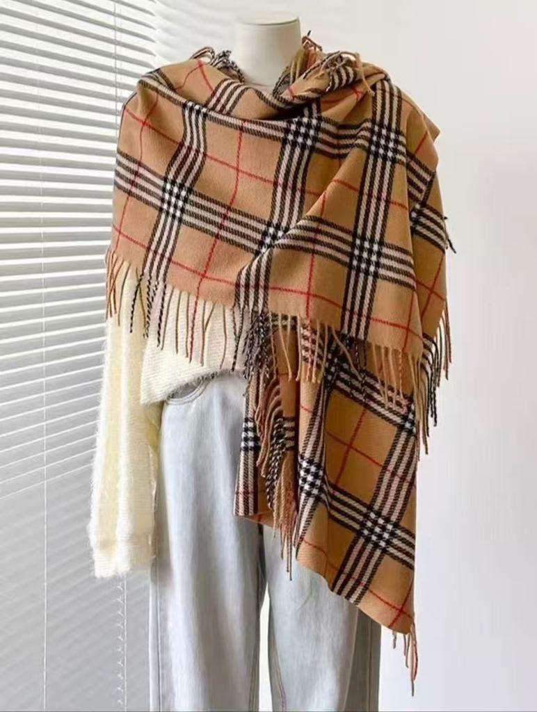 New British Plaid Scarf Schoolgirl Couple Versatile Winter Fringed Shawl Warm Jinjing