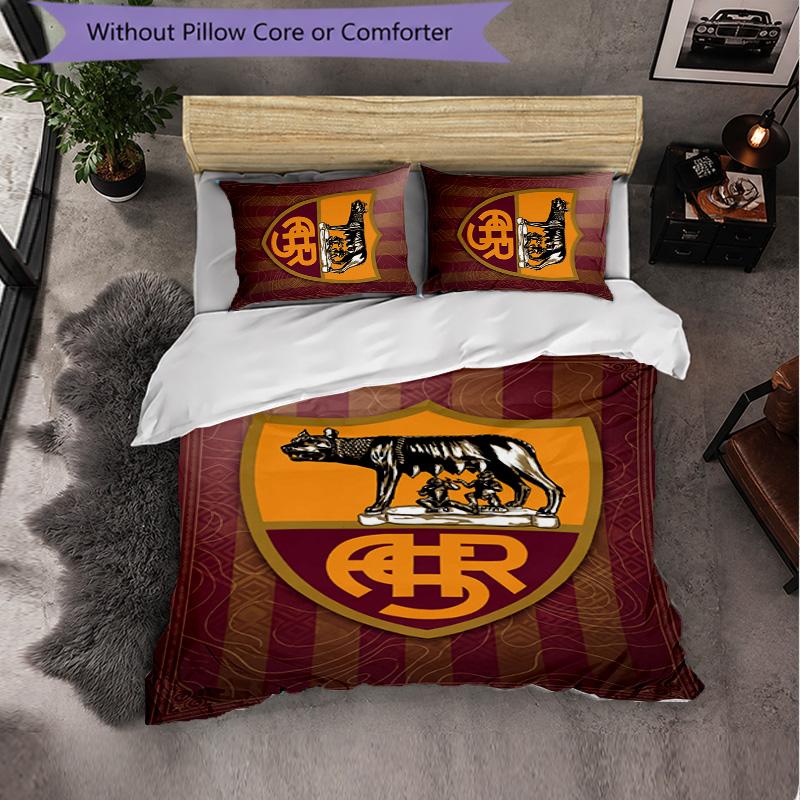 Biancheria da Letto a Tema AS Roma Set 3 Pezzi Copripiumino Biancheria da Letto Decorativa per Stanza Adolescenti Decorazione Casa