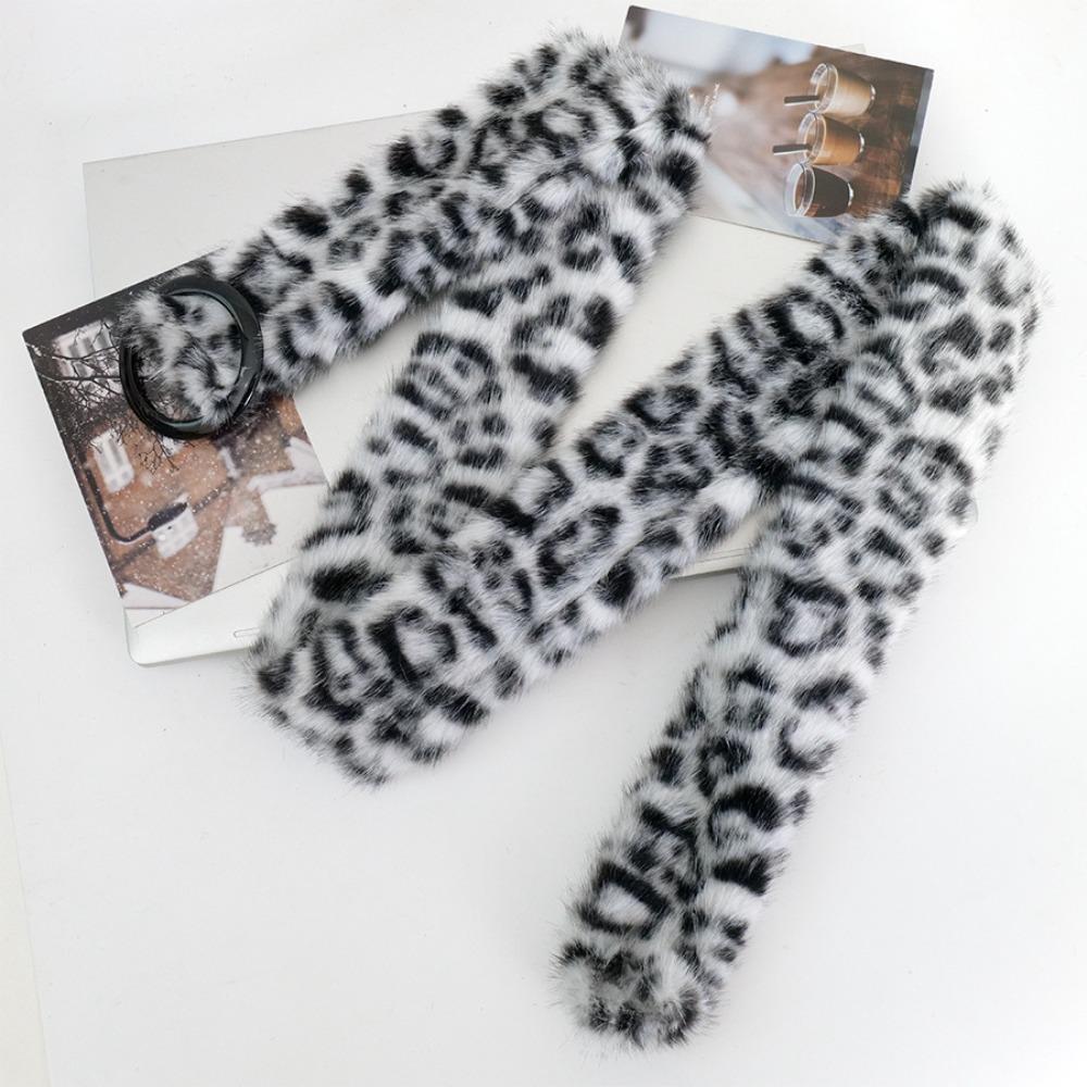 Furry Leopard Print Plush Belt Jeans Decor Jazz Dance Costumes Accessory  Ladies