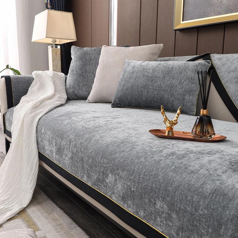 

Минималистская и высококачественная подушка для дивана Four Seasons, универсальный противоскользящий чехол, мягкая дышащая подушка для сиденья, простой пылезащитный чехол из ткани 70x70cm 1pcs серый