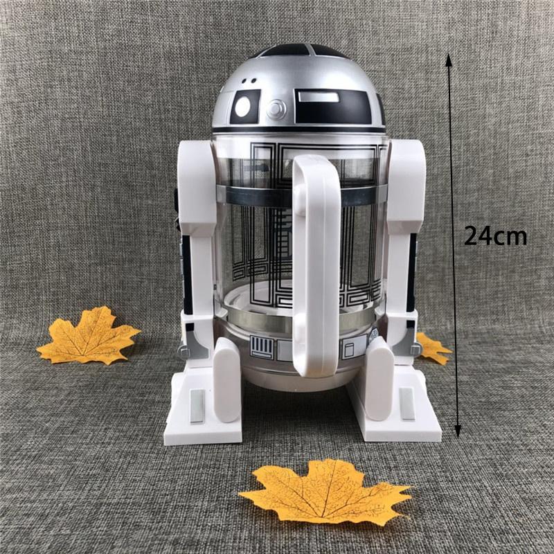 960ml Ruční kávovar Kreslený robot Kancelář Domácnost Manuální Termo hrnec Nerezový Lisovací Mini Kávovar