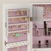 108 x 37cm Lockable Jewellery Cabinet, with LED Lights - White Surface and Pink Lining