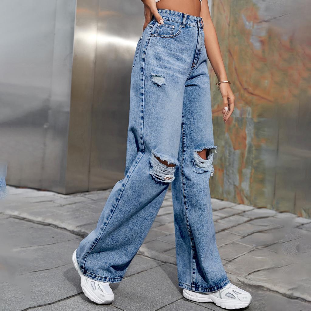 Damenhose Große Größe Stretch Jeans Lose Halbelastische Hose
