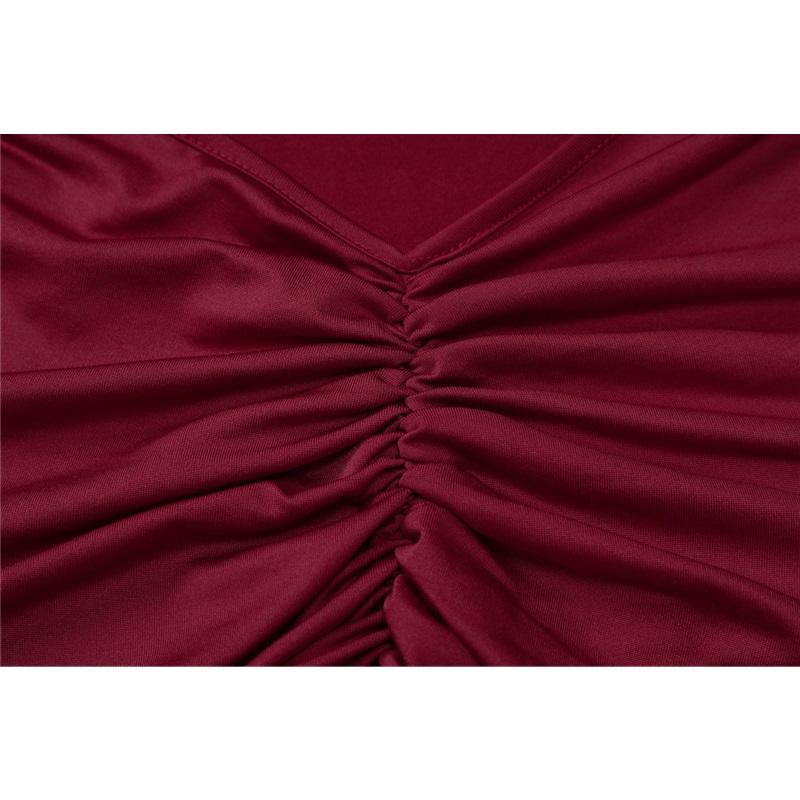 Vestido Tooxika de primavera y otoño para mujer, sexy, sin espalda, plisado, ajustado, con cuello redondo y manga larga