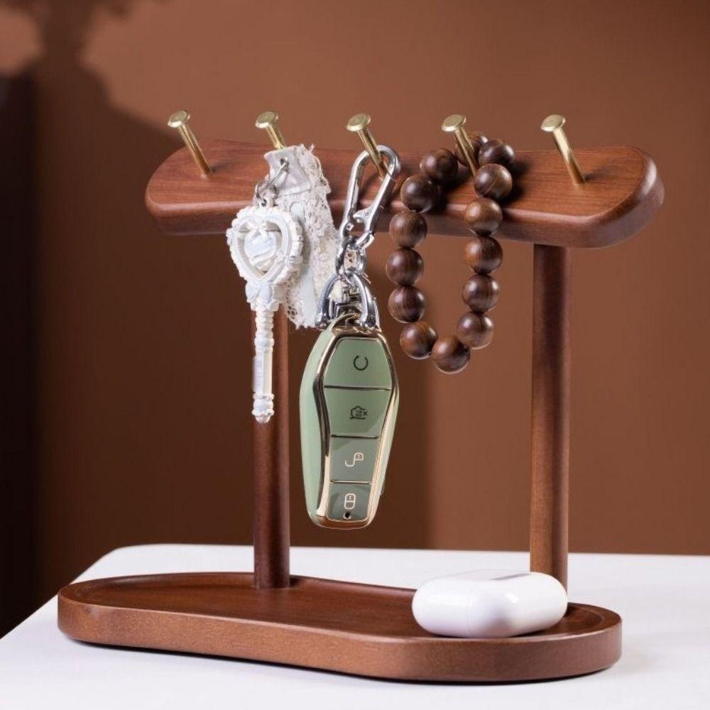 Practical Wooden Key Storage Rack Eco-Friendly Large Capacity Key Holder Box Moisture-proof Space Saving Table Shelf Bedroom