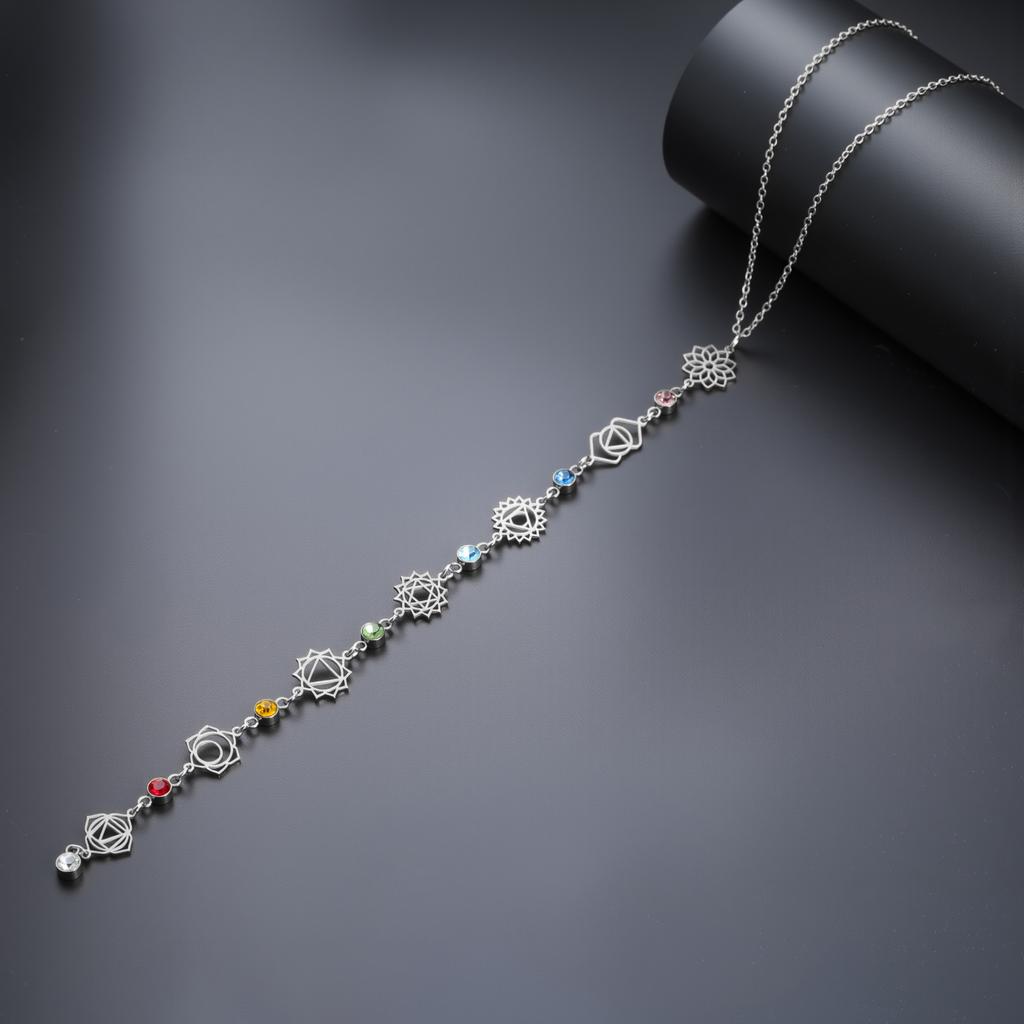 LIKGREAT Yoga 7 Chakra Pendant Necklaces for Women Stainless Steel Choker Meditation Energy Amulet Jewelry Gift Wholesale