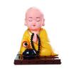 Soldriven Skakande Huvudmunk Prydnader Dansande Leksak Buddhistiska Munksfigurer Statyer Bil Hem Kontor Dekorationer