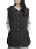 JANJAM Plus Size Heart Print Quilted Button Padded Size 4L Women's Vest, Front, Sleeveless, Outerwear, Black,