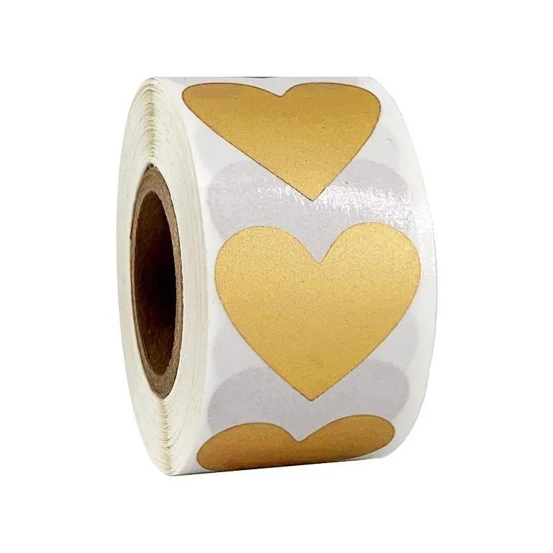 300 Sheets/roll of Heart-shaped Scratch Labels Rose Gold Kawaii School Stickers Thank You Cards for Package Stationery DIY