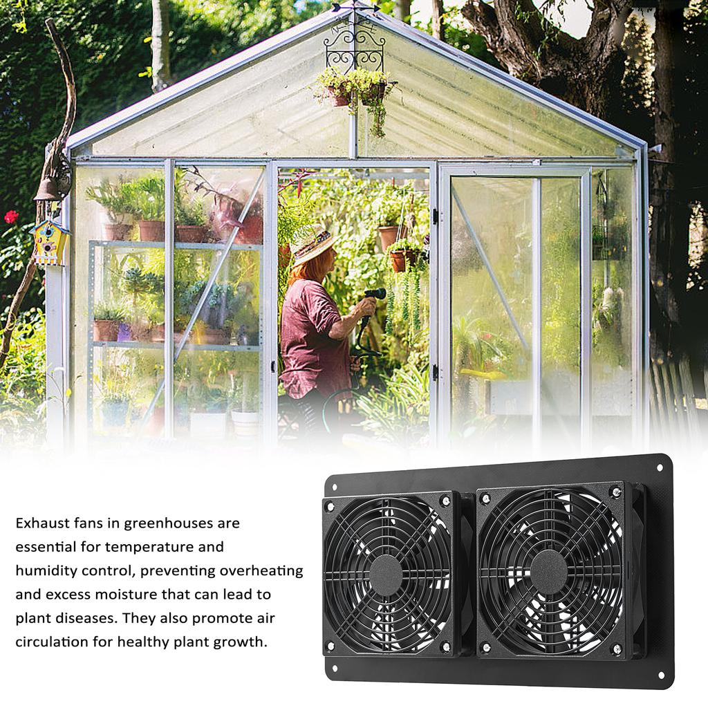 Solar Fan, 20W Solar Panel & Dual Exhaust Fan Kit, Solar Panel Fan Kit for Chicken Coop, Greenhouse, Dog House, Shed, Attic