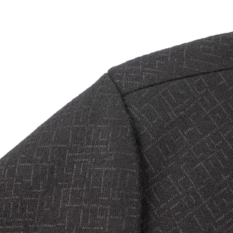 Septwolves Men's 24% Wool Stand Collar Knit Jacquard Jacket