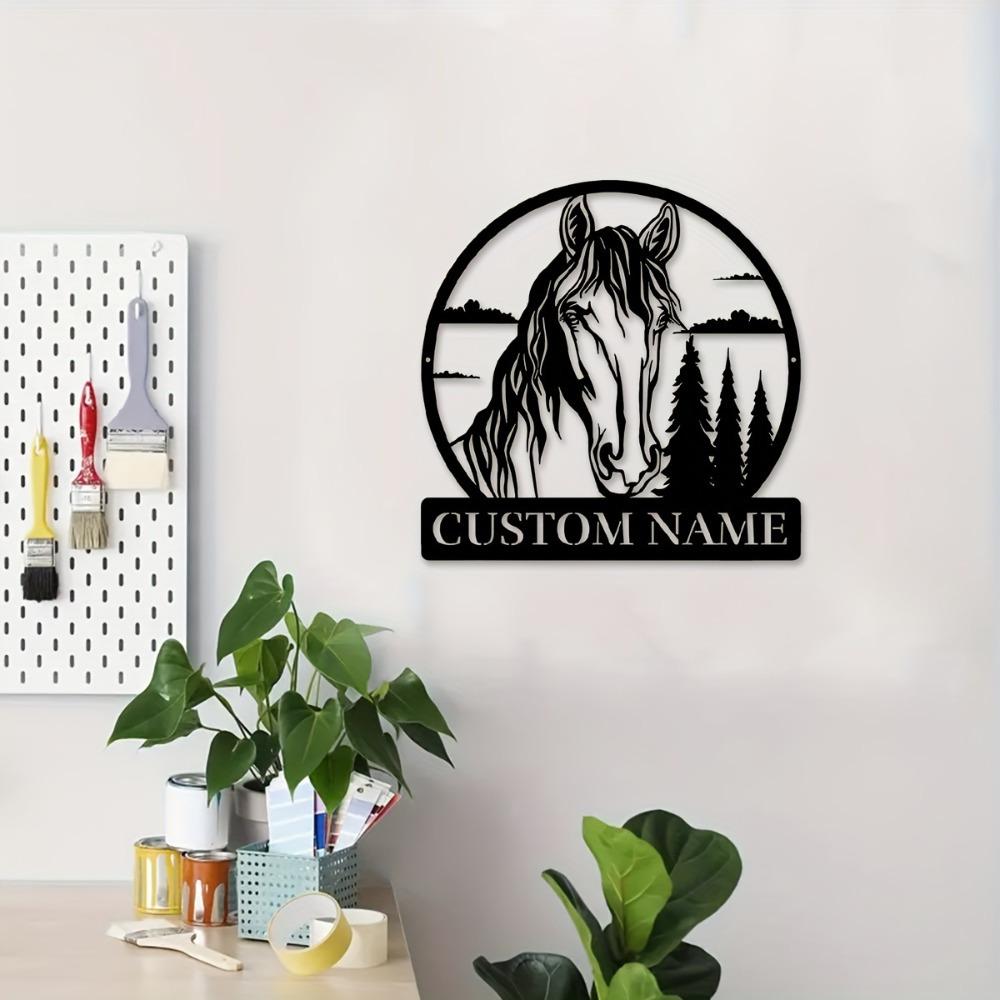 1pc Custom Rustic Horse Metal Wall Art, Personalised Emblem Sign for Lounge, Office, Veranda, Deck, Gift, Home Decor
