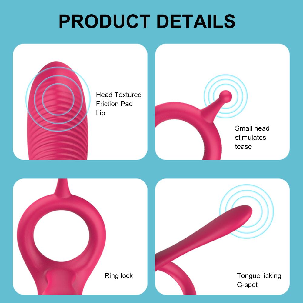 Langtunge Cock Sleeve Ring Vibrator for Men Penis Massasjeapparat 10 Frekvens Klitoral Anal Stimulering Erotiske sexleketøy for par