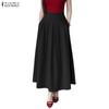ZANZEA Dámské ležérní, elastický pas, jednobarevné volné dlouhé sukně