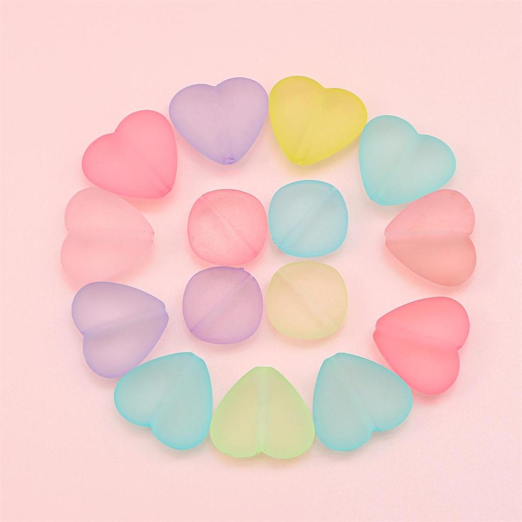 6Pcs Acrylic Frosted Beads Peach Heart Diamond Beads For DIY Necklace Bracelet Earrings Jewelry Making Craft Accessories