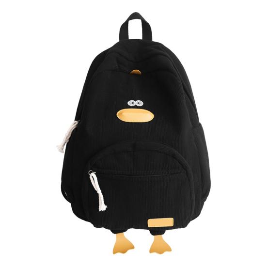 

Duck Shape Corduroy Backpack Spacious Interior Wallets Cell Phones Laptop Bag Multipurpose Travel Bag чёрный