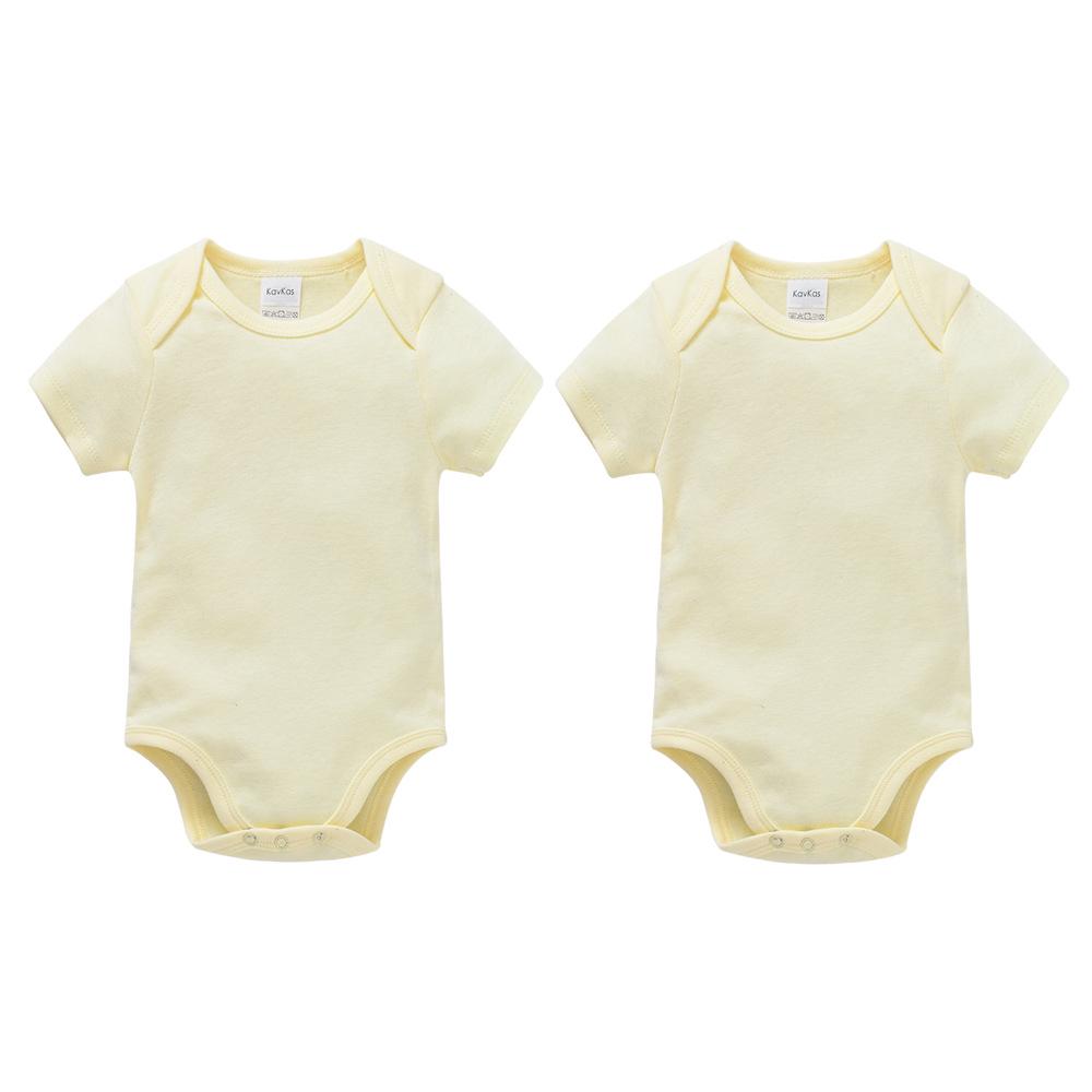Summer Newborn 100% Cotton Short Sleeve Baby Romper - Plain Color with Snap Crotch, Customizable Print Children's Bodysuit