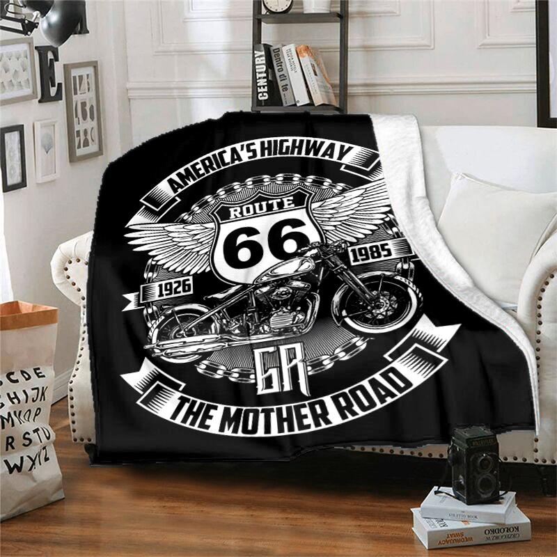 1pc Blanket U.S. Route 66(0) Print Design, Lightweight Blanket for Sofa, Bed- Soft &Warm, Gift for All Seasons like Christmas, Halloween