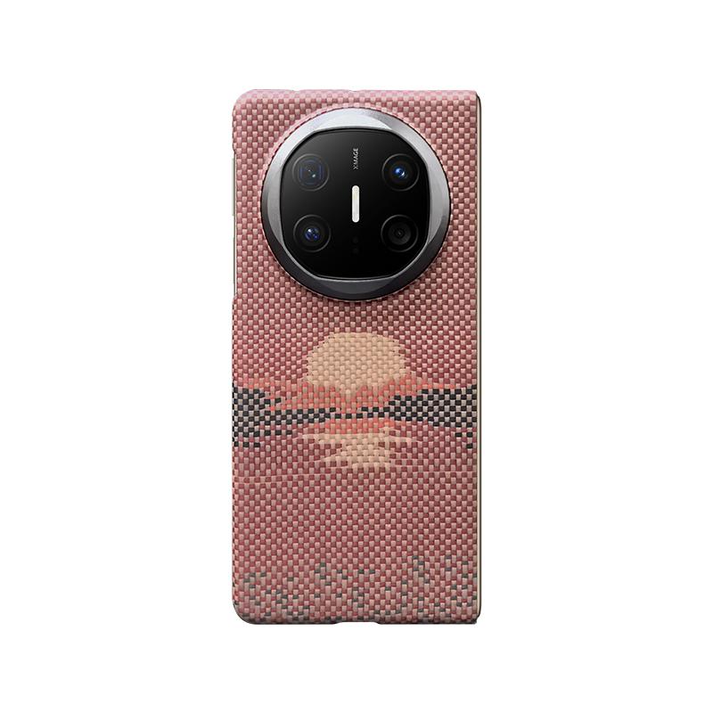 For Mate X6 X5 Carbon Fiber Luxury Solid Color Magnetic Cover Dropping Shockproof Slim Anti-Fingerprint Embossed Phone Case