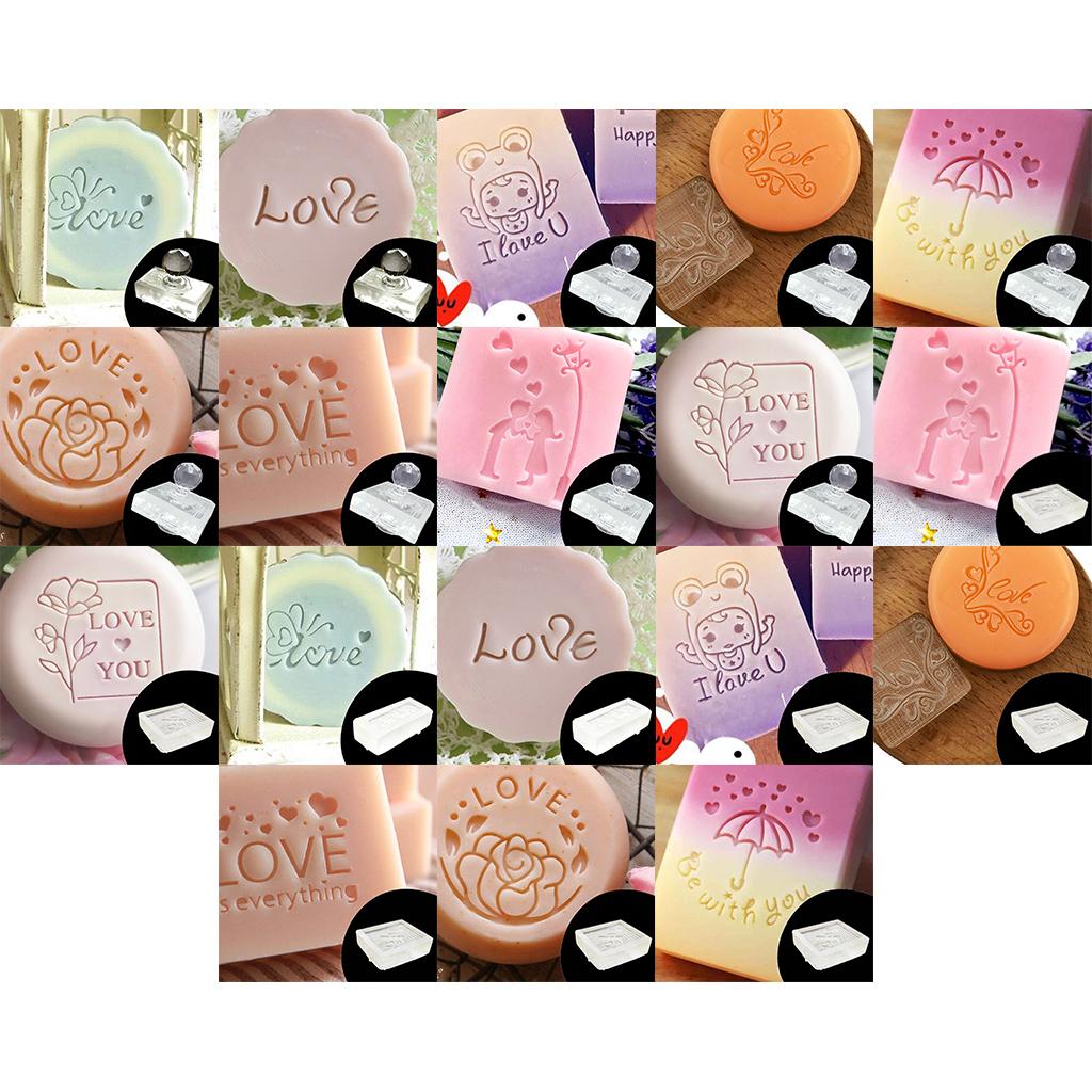 Valentines Day Acrylic Clear Seal Natural Organic Soap Making Tool Accessories Love Heart Pattern Soap Stamp Block
