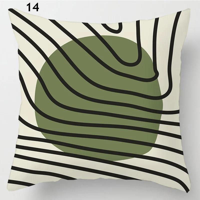 

Green bohemian striped leaf pattern cushion cover home decoration living room sofa 45x45cm square cushion cover 16x16Inch