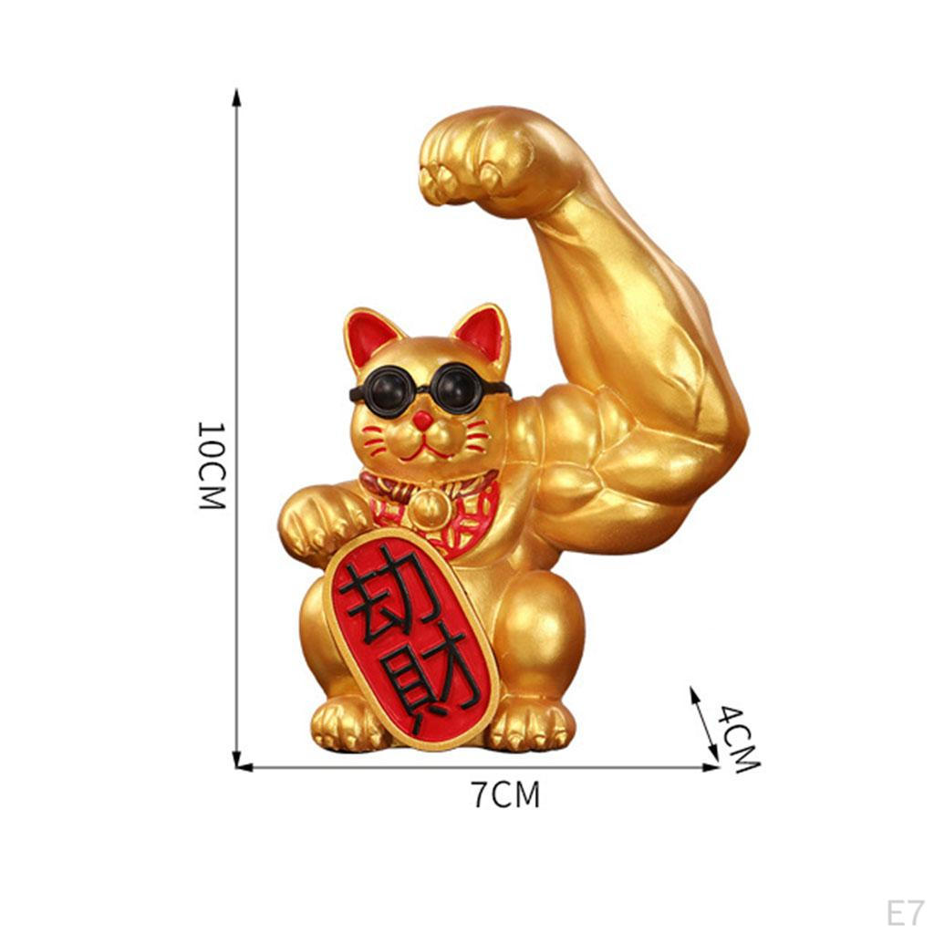 Cat Figurine Sculptures Resin Fengshui Statue Wealth Car Decoration Ornament Accessory