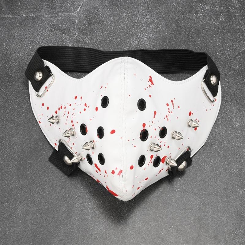 Rivet Spikes Leather Mask Cosplay Mask Motorcycle Biker Half Face Mask Anti Dust Sports Mask Masquerades Mask Women Men