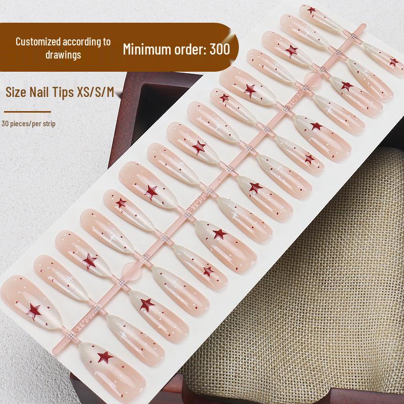 Nude Gradient Polka Dot Oval Nail Stickers - Pre-made, High-End Style