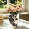Niche Gothic Gifts Black Butterfly Skull Vase, Resin Skeleton Pen Holder, Flower Vase Arrangement Container, Creative Desktop Organizer for