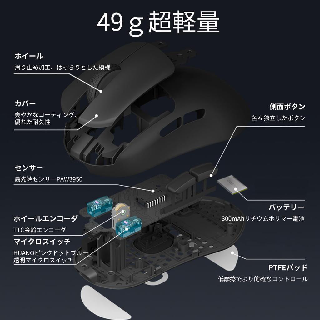 KDSTROE X Darmoshark N7 MAX Gaming Dual 8K Ergonomic 8K Polling 8K Receiver Japanese Web Driver (Small Shop) Mouse, Wired/Wireless Tri-Mode