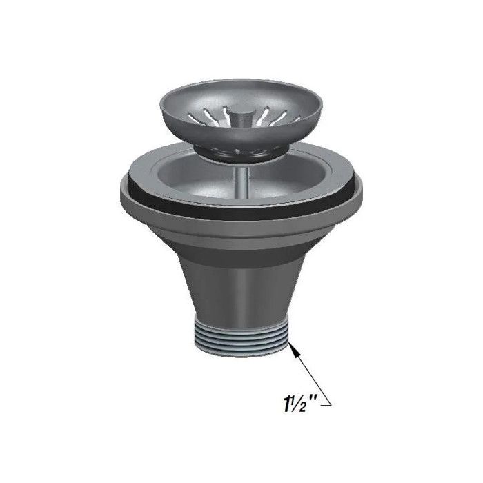 Bonde d'évier 90 mm, panier manuel, plateau inox 115 mm, sans trop plein