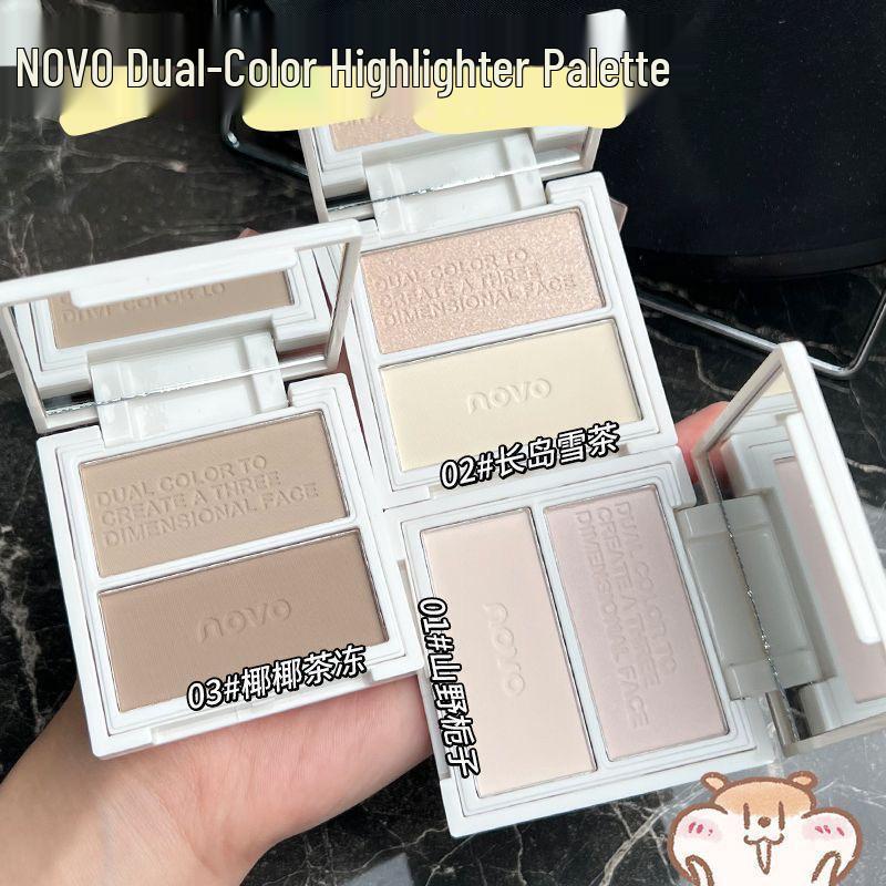 NOVO Dual-Color Contour & Highlight Palette: 3D Contouring, Matte Highlight, Nose & Shadow All-in-One Solution