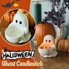 Halloween Ghost Candle Holder Ceramic Candlestick Holder Spooky Decor Gothic Tabletop Centerpiece for Party Bedroom