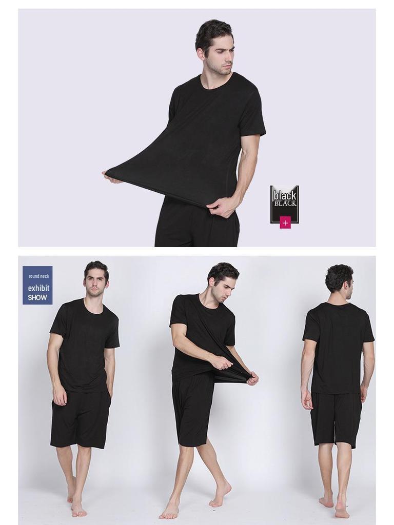 Men's Bamboo Fiber Pajama Set - Short Sleeve & Shorts for Summer