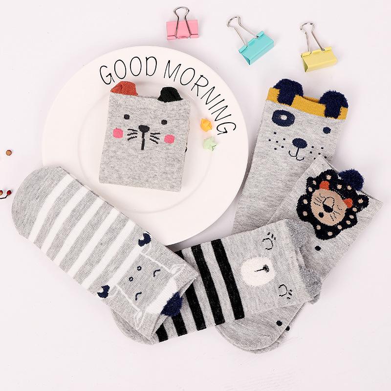 

Осенние новые женские короткие носки с животными, милые женские хлопковые носки с изображением кота, Meias Sokken, чулочно-носочные изделия Pack of 5