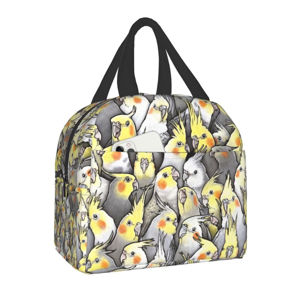 Floral And Parrot Birds Resuable Lunch Box Women Multifunction Thermal Cooler Food Insulated Lunch Bag Office Work Picnic Bags