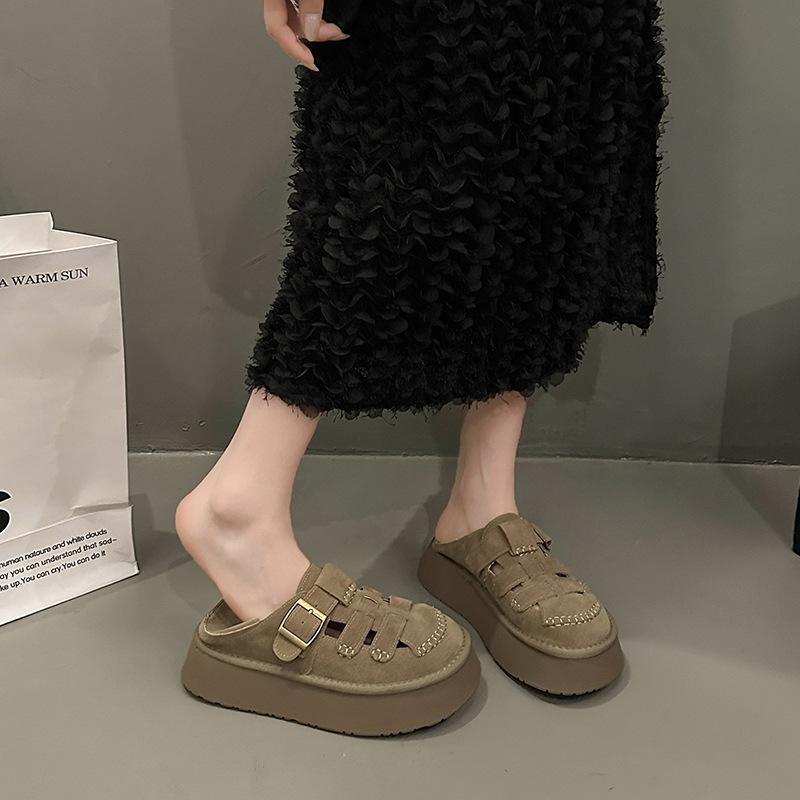 Two wearing bag head sandals, women wear new thick-soled muffins in summer, lazy and one pedal