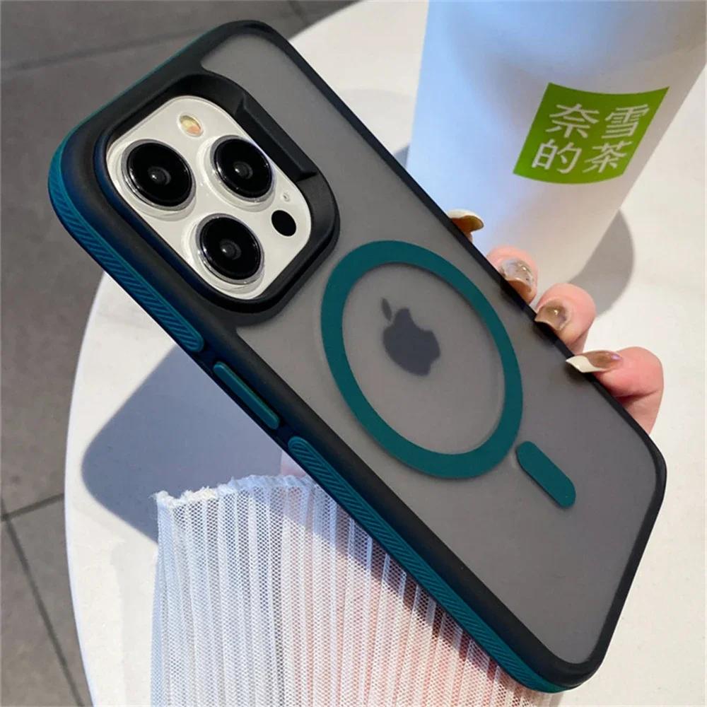 Luxury Frame Colorful Matte Translunt Magnetic For Magsafe Case For iPhone 14 11 12 13 15 Pro Max Plus Wireless Charging Cover