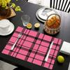 4 PCS Retro Contrasting Checkered Placemats, Heavy Duty Waterproof Non Slip Kitchen Dining Tableware Mat
