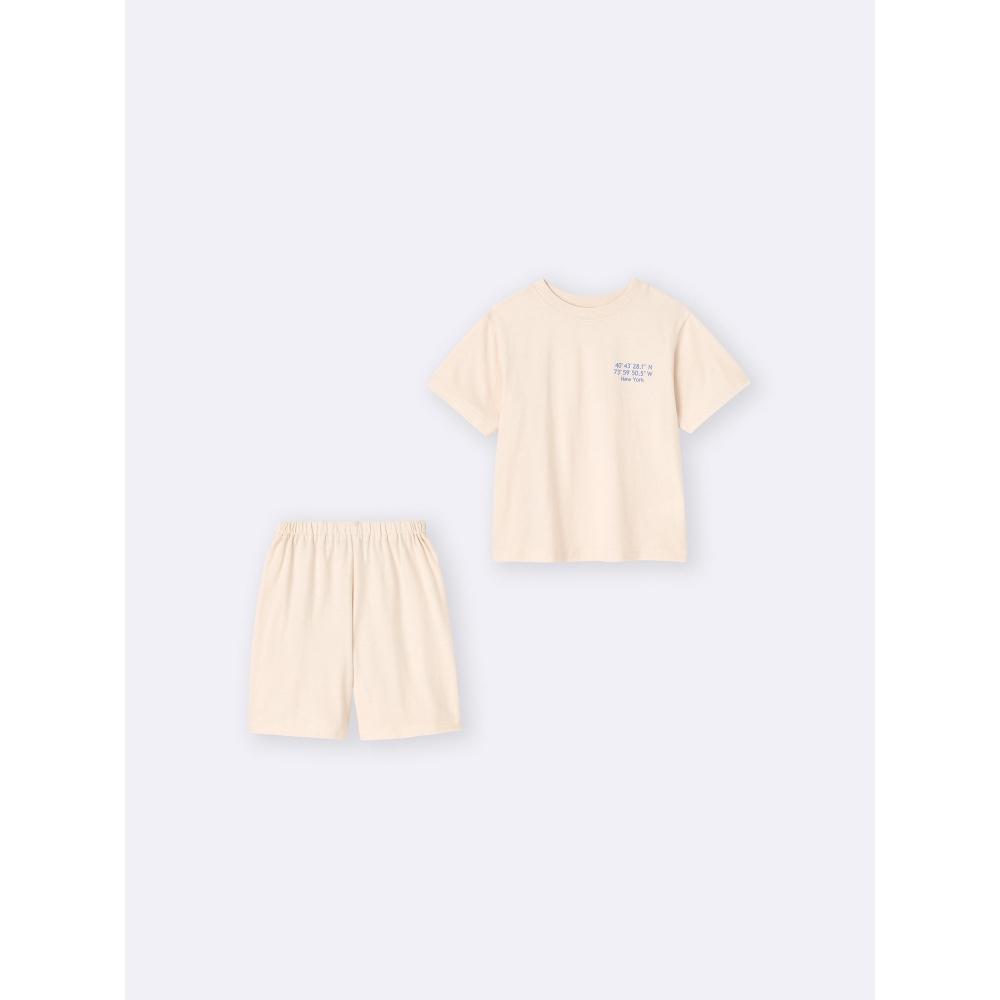 Gu By Uniqlo Kids Cotton Lounge Set  Short Sleeve   Shorts   Logo 