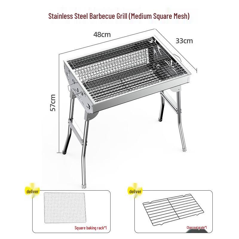 Tri-polar Stainless Steel Folding BBQ Grill