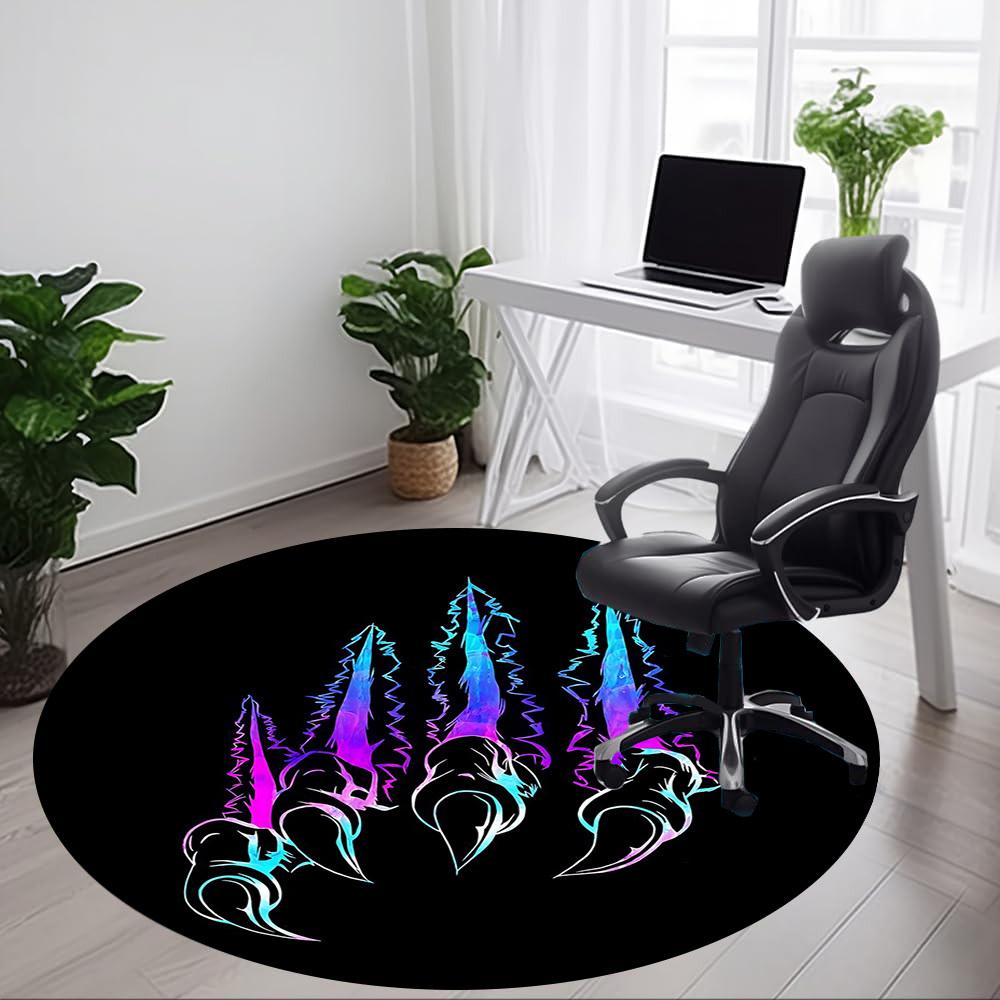 1pc Claw Marks Office Round Area Rug, Mat Suitable For Office, Under Office Chairs Bedroom Living Room Home Decor, Room Deco