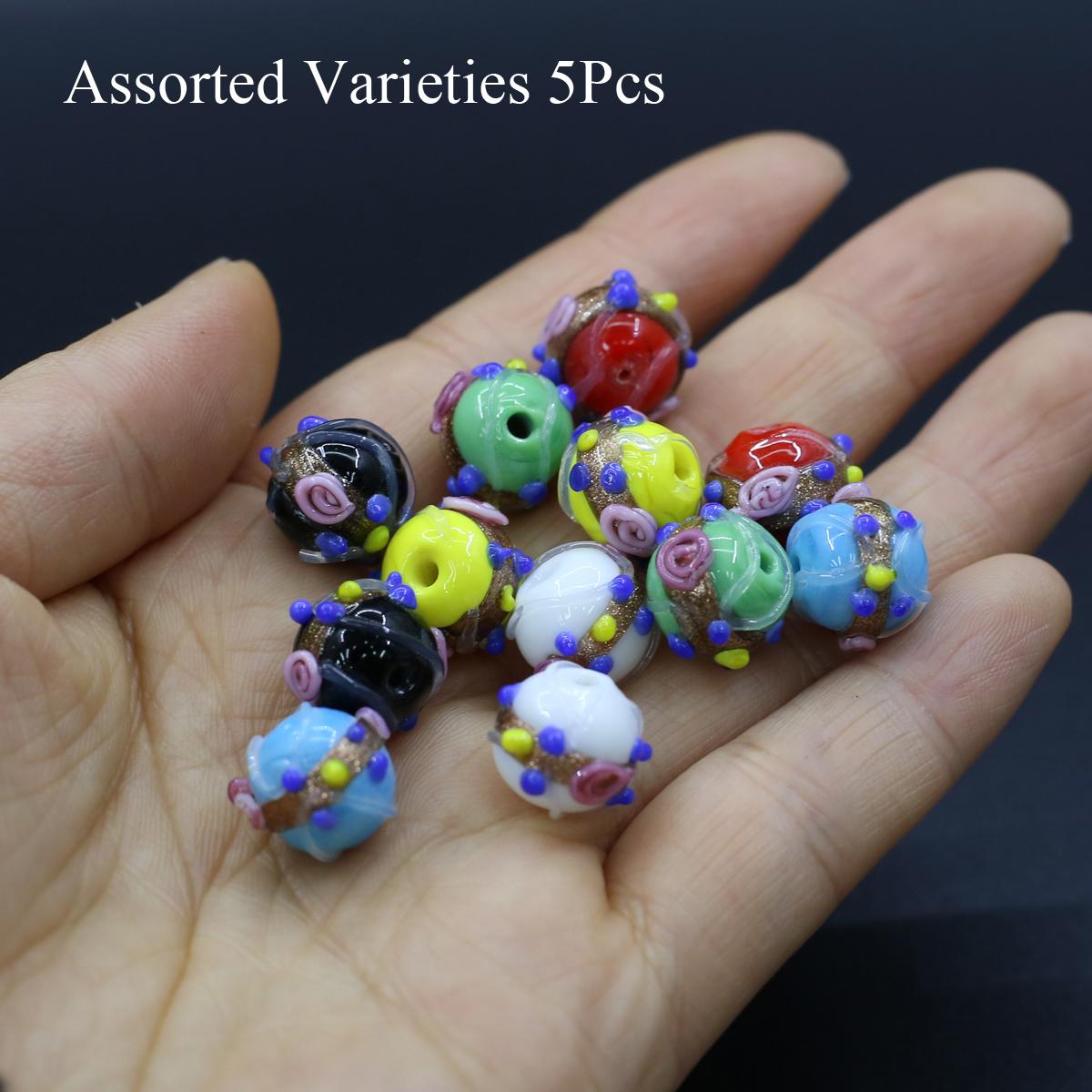 

5Pcs, Cute 3D Rose Decorated Glass Loose Beads, Colorful Decorative Beads for DIY Bracelet, Necklace, and Jewelry Crafts 12×13mm 5Pcs/12×13mm різнокольоровий