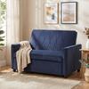 2 Seater Sofa Bed, 3-in-1 Convertible Pull Out Sleeper Sofa with Click-Clack Adjustable Backrest, Dark Blue