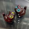 Cute Small Wooden Lucky Cat Figure 1.4" Green Sandalwood Carved Cat Figurine Desk Accessories For Home Decor Parts Gifts