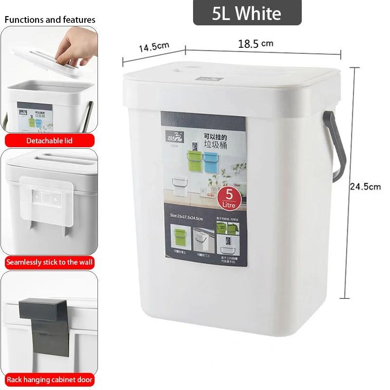 

Корзина для пищевых отходов, настенное мусорное ведро, мусорное ведро для кухни, небольшой прилавок, компостный мусорный бак с крышкой, домашний аксессуар 3L