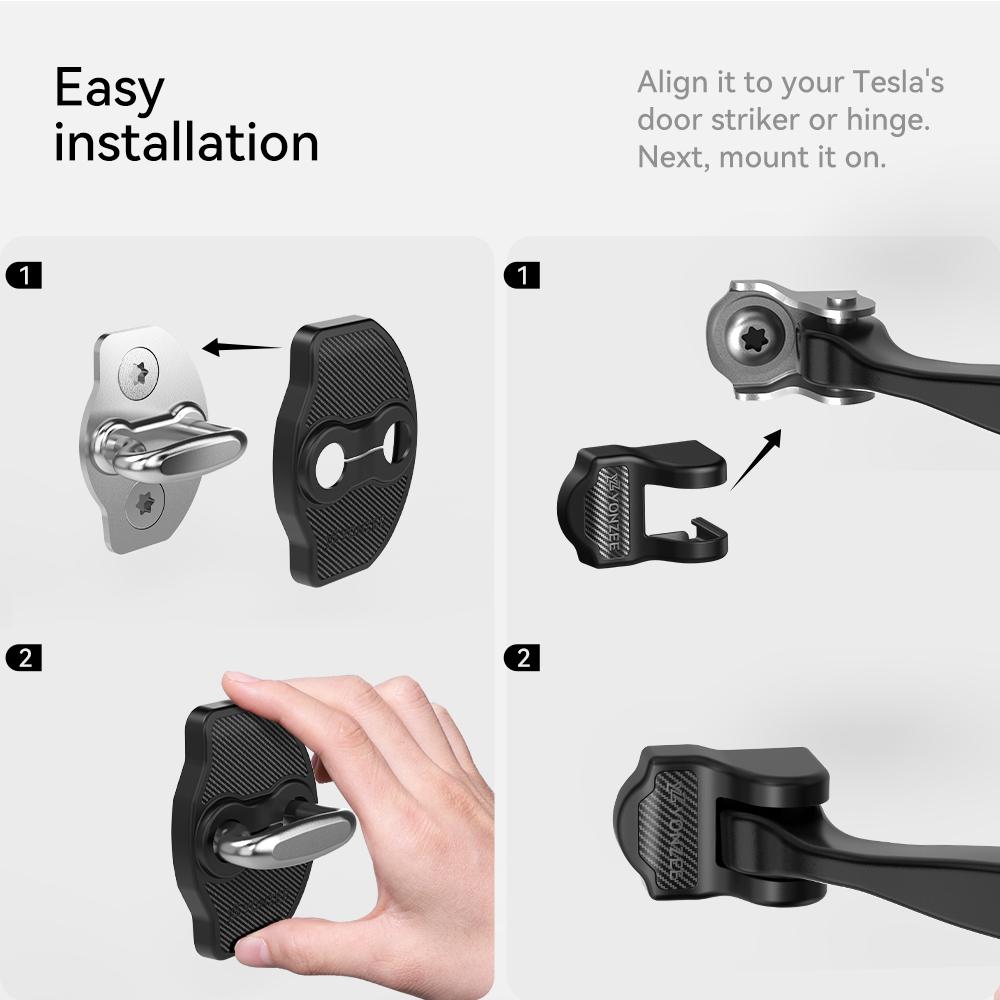 YZ For Tesla 3/Y Car Door Shock Absorber Easy to Assemble Car Door Lock Protector imitation carbon fiber Car Door  Accessries