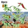 8 ks fluorescenčních stavebnic Jurský dinosaurus pro děti, netoxický a bezpečný materiál