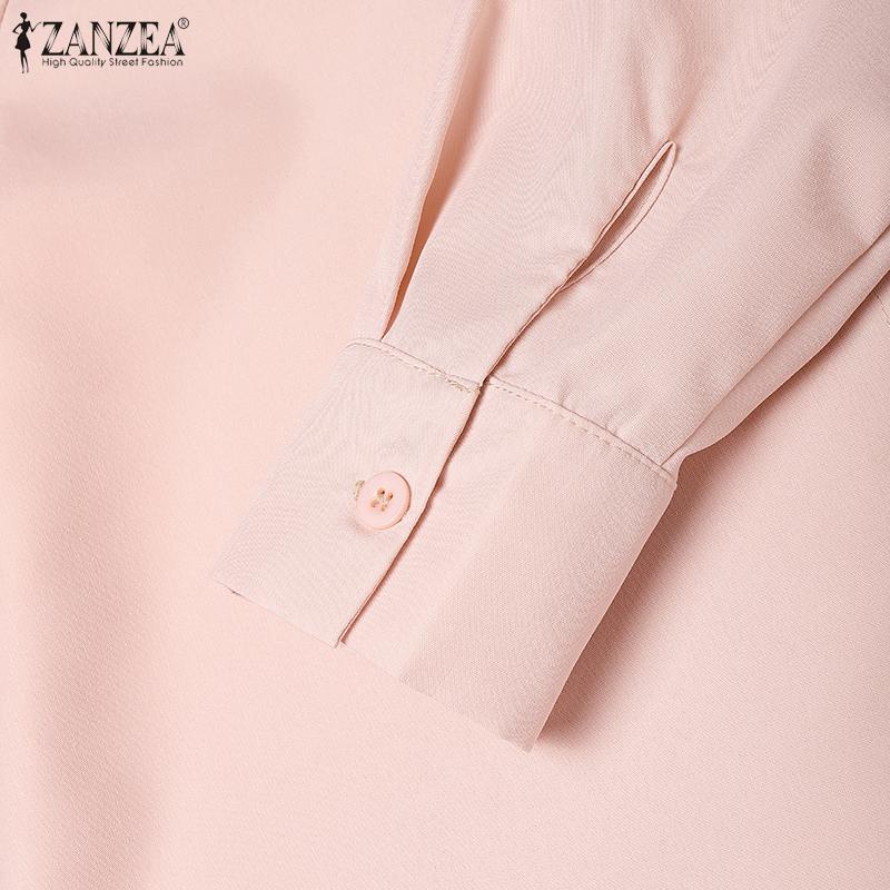 ZANZEA Women Casual Turn Down Collar Loose 3/4 Sleeve Clasic Blouse